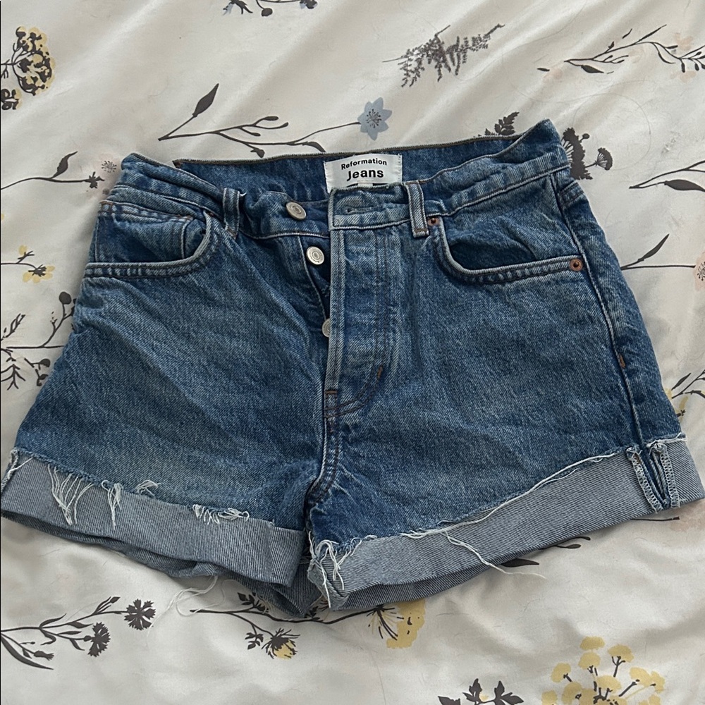 Reformation Blue Jean Shorts